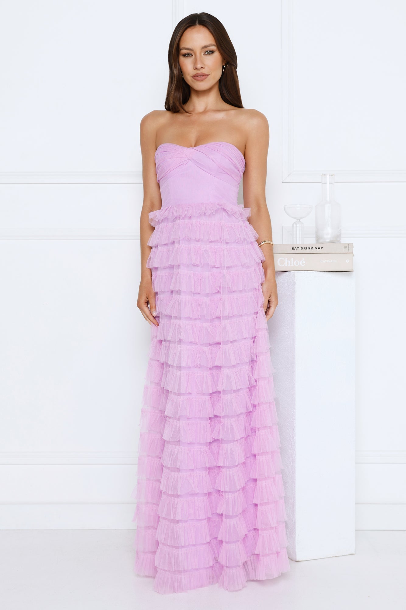 Lovers In Paris Strapless Tulle Maxi Dress Lilac