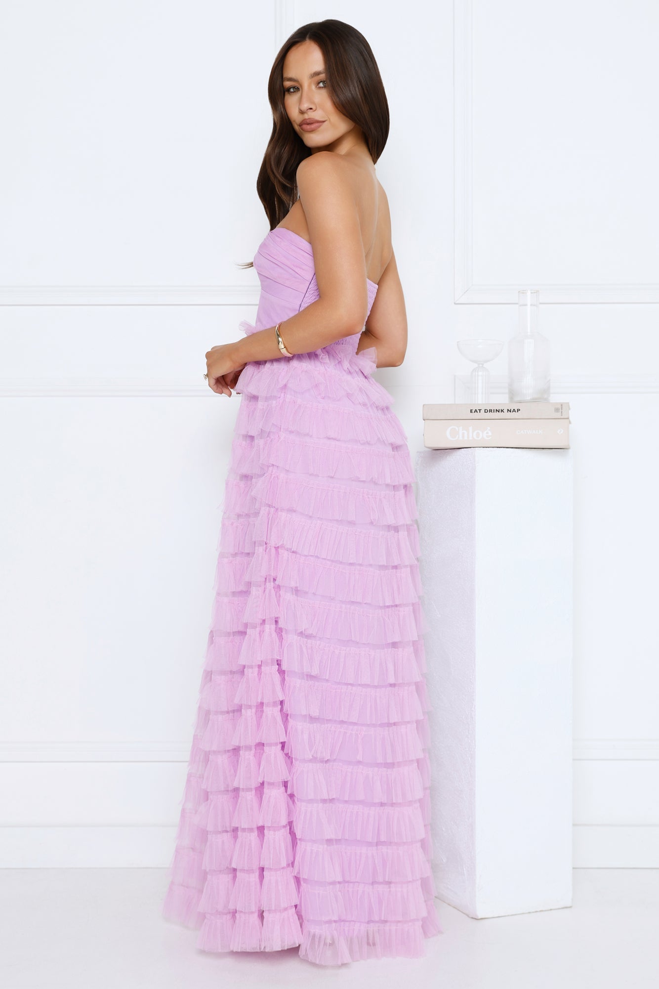 Lovers In Paris Strapless Tulle Maxi Dress Lilac