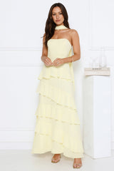 Sunset Reverie Strapless Maxi Dress Yellow