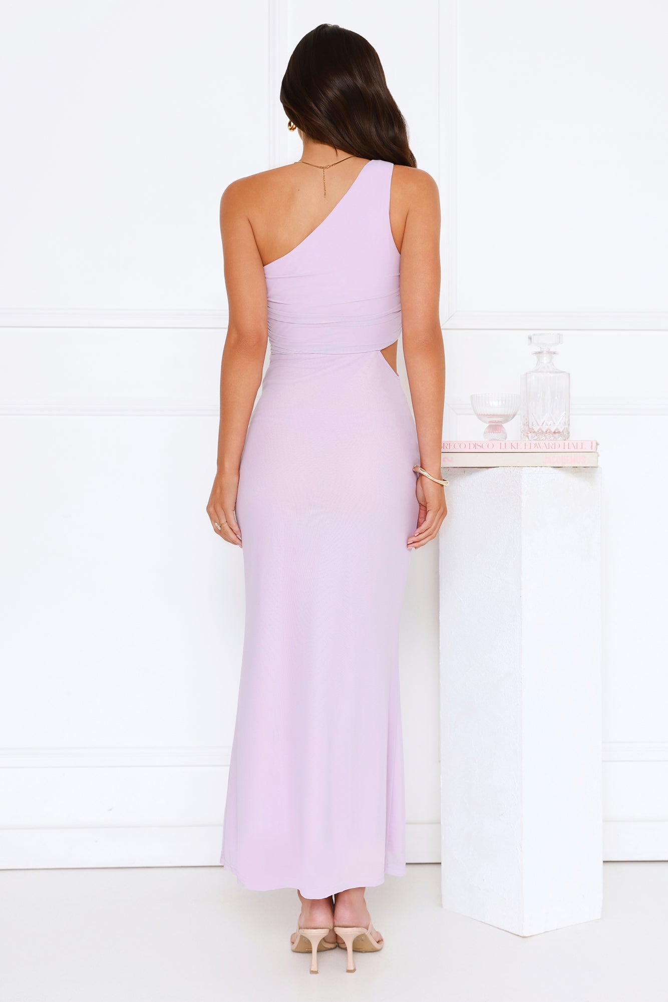Style Capital One Shoulder Mesh Maxi Dress Lilac