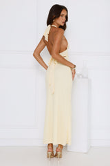 Palm Avenue Halter Maxi Dress Yellow