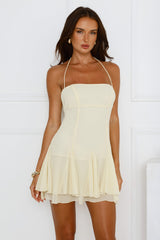 Celestial Kiss Halter Mini Dress Yellow