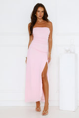 Berry Seduction Strapless Maxi Dress Pink