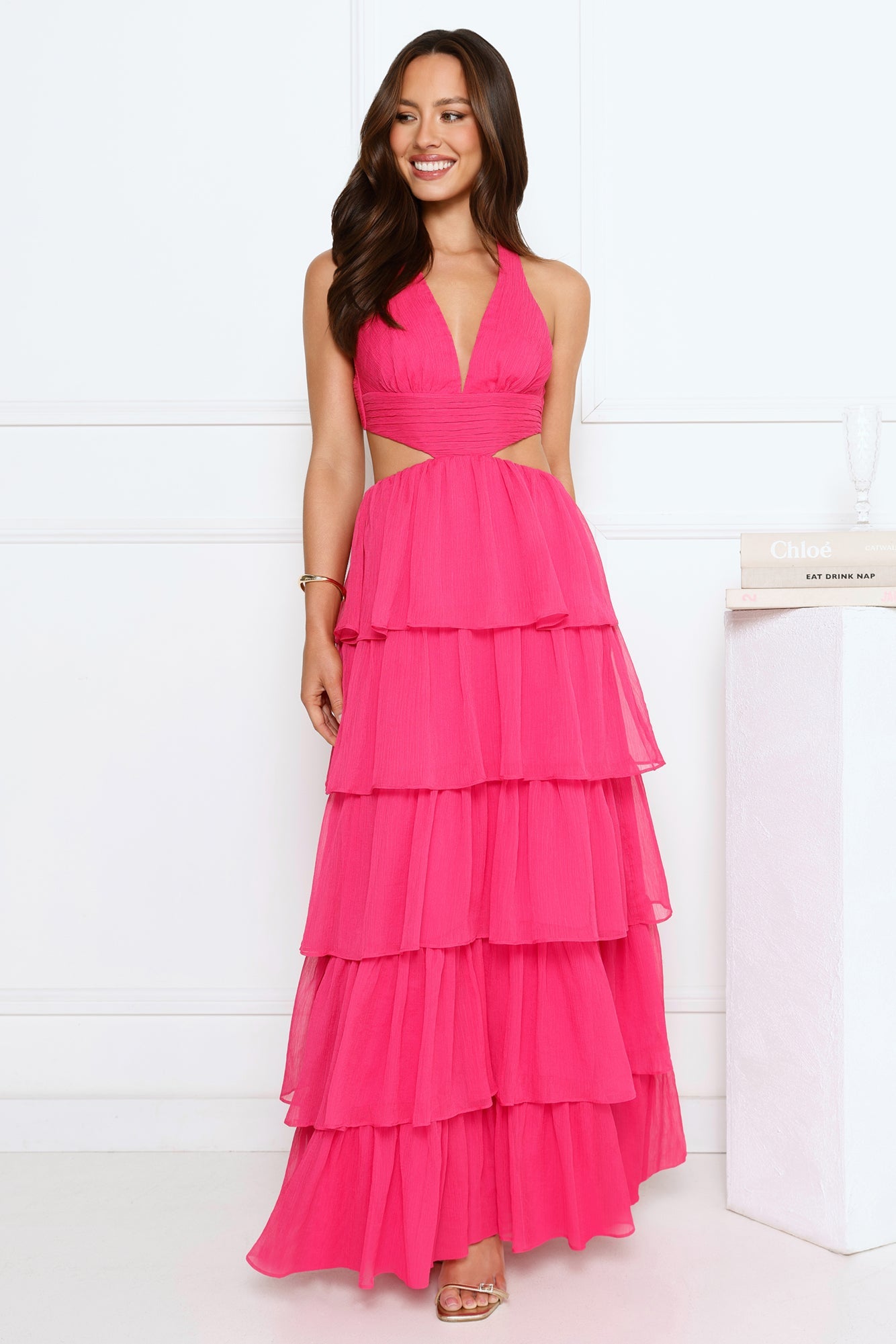 Cascading Romance Maxi Dress Pink