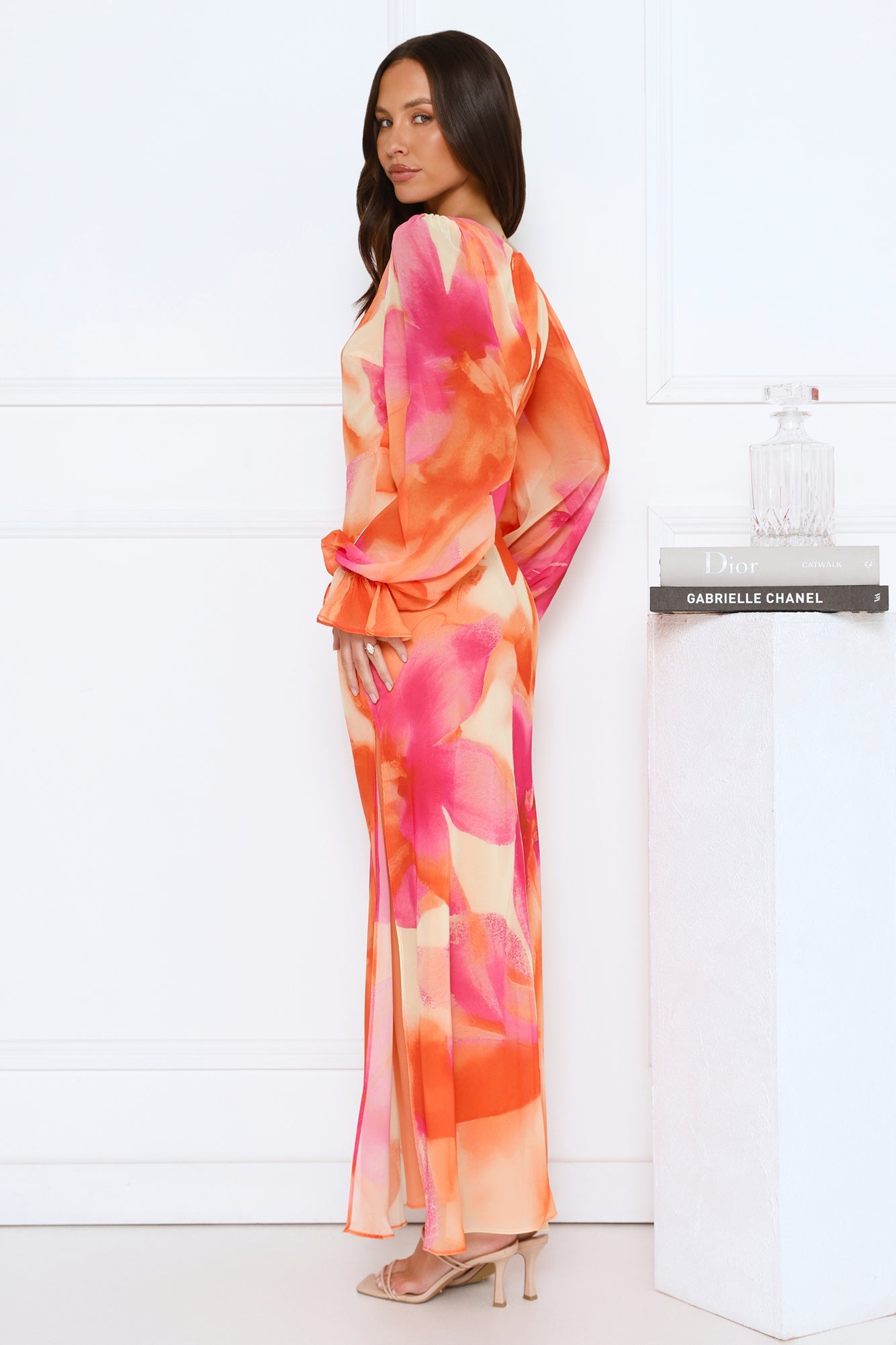 Desert Twilight Long Sleeve Maxi Dress Orange