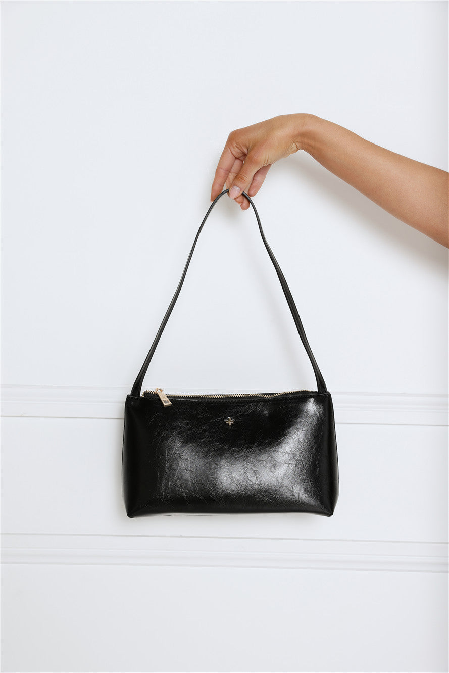 Monaco Bag Black Crinkle Gold