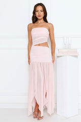Haute Babe Strapless Mesh Maxi Dress Pink