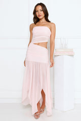 Haute Babe Strapless Mesh Maxi Dress Pink