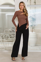 Off To Work Long Sleeve Top Brown