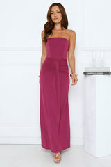 Rose Serenade Strapless Maxi Dress Plum
