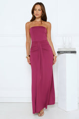 Rose Serenade Strapless Maxi Dress Plum
