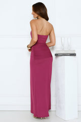 Rose Serenade Strapless Maxi Dress Plum
