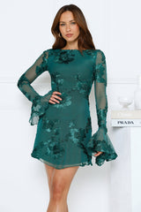 Bright Breezy Long Sleeve Mesh Mini Dress Teal