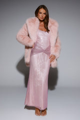 South Pole Faux Fur Coat Pink