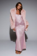 South Pole Faux Fur Coat Pink
