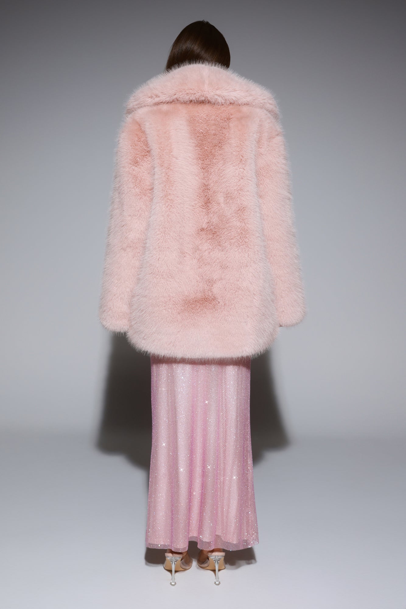 South Pole Faux Fur Coat Pink