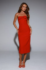 Love Emotions Strapless Midi Dress Red