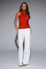 Style Theory Satin Halter Top Red