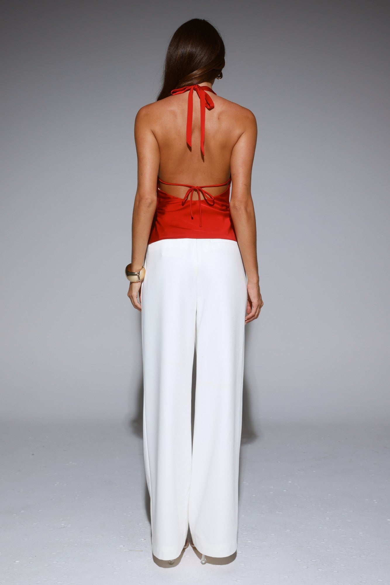 Style Theory Satin Halter Top Red