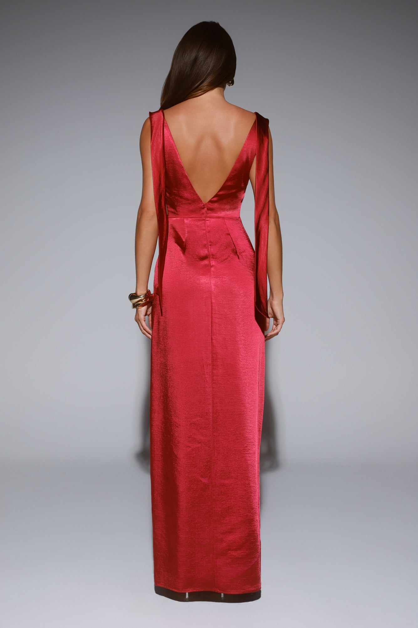 Stylish Slip Satin Maxi Dress Wine