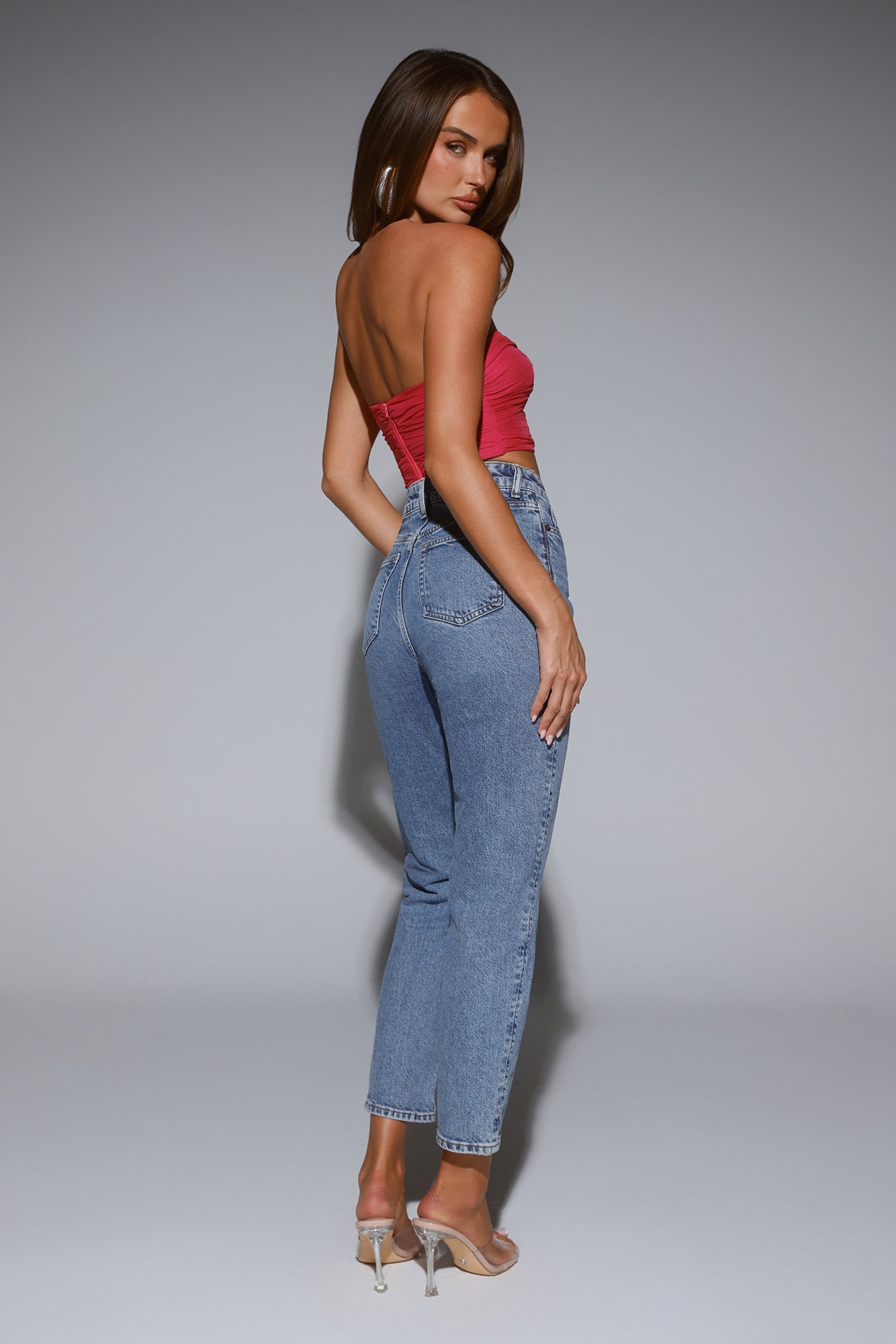 The New It Girl Strapless Crop Top Pink