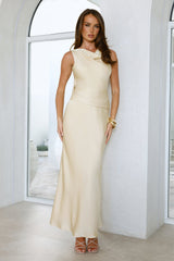 Silken Breeze Satin Maxi Dress Yellow