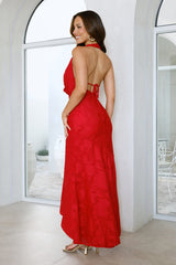 Little Fire Glow Halter Maxi Dress Red