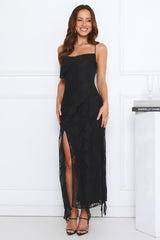 Lace Night Maxi Dress Black