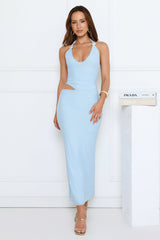 Midnight Élan Halter Maxi Dress Blue