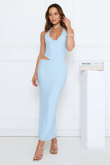 Midnight Élan Halter Maxi Dress Blue