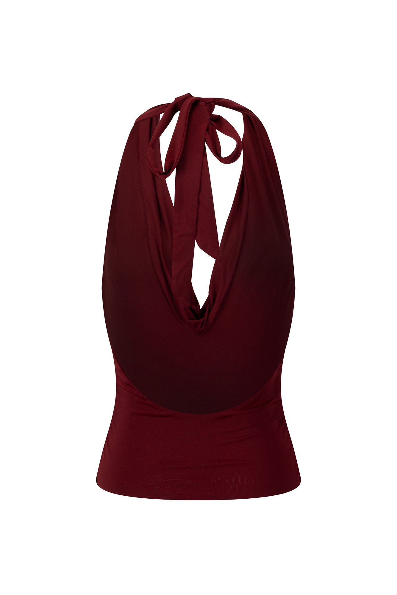 BASE Contour In Her Element Halter Cowl Top Wine