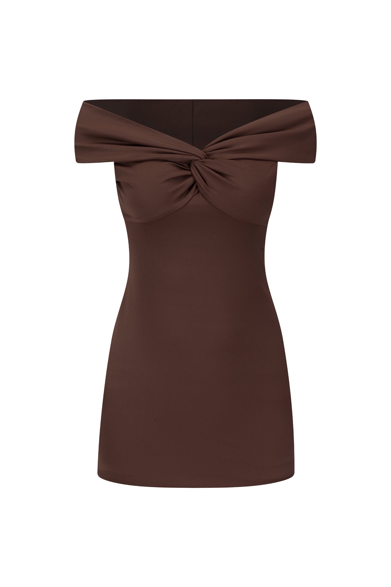 BASE Contour In The Studio Off Shoulder Mini Dress Chocolate