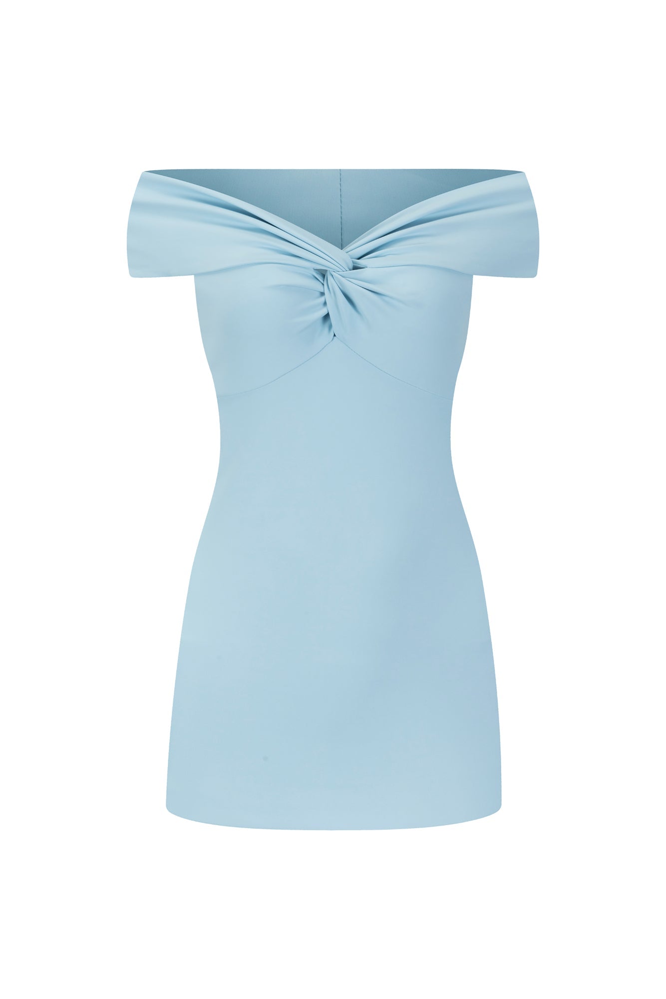 BASE Contour In The Studio Off Shoulder Mini Dress Blue