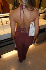 Refined Edge High Rise Straight Leg Tailored Pants Brown