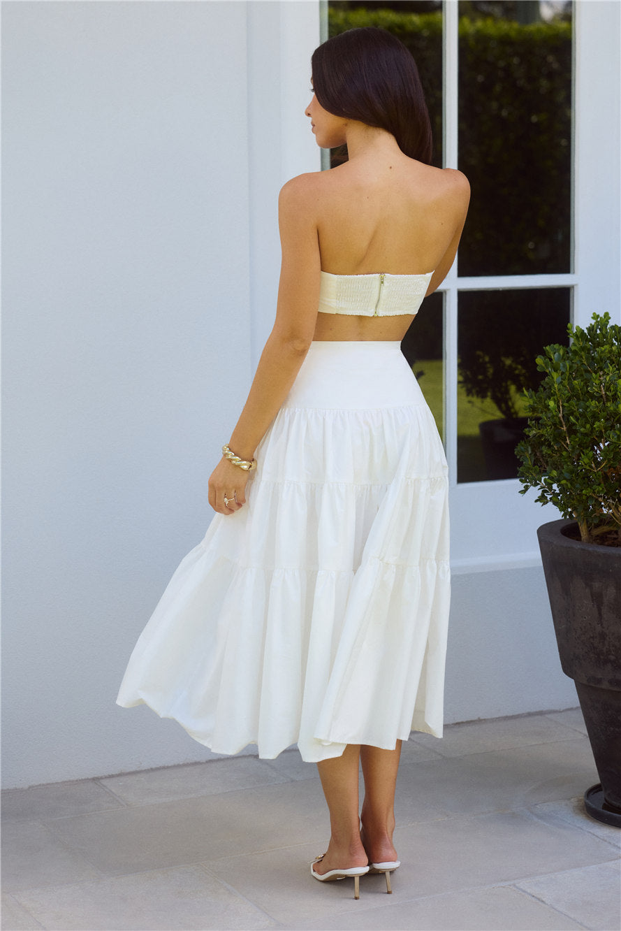 Seize The Moment Strapless Crop Top White