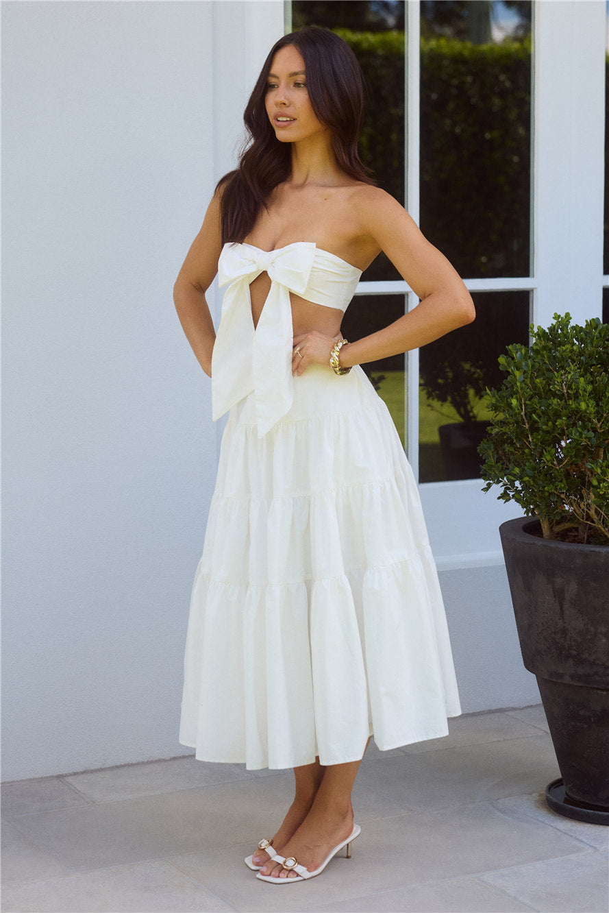 Santorini Sunset Midi Skirt White