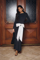 Formal Nights Long Sleeve Maxi Dress Black