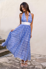 Sublime Beauty Halter Midi Dress Blue