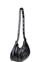 Moto Bag Black Croc Silver