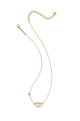 Margot Vintage Gold Short Pendant Necklace Iridescent Abalone