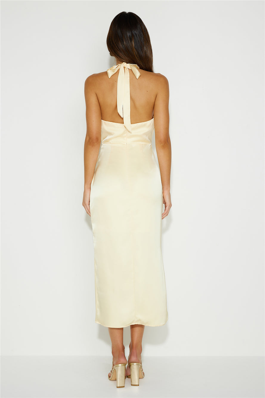 My Challenge Satin Midi Dress Yellow
