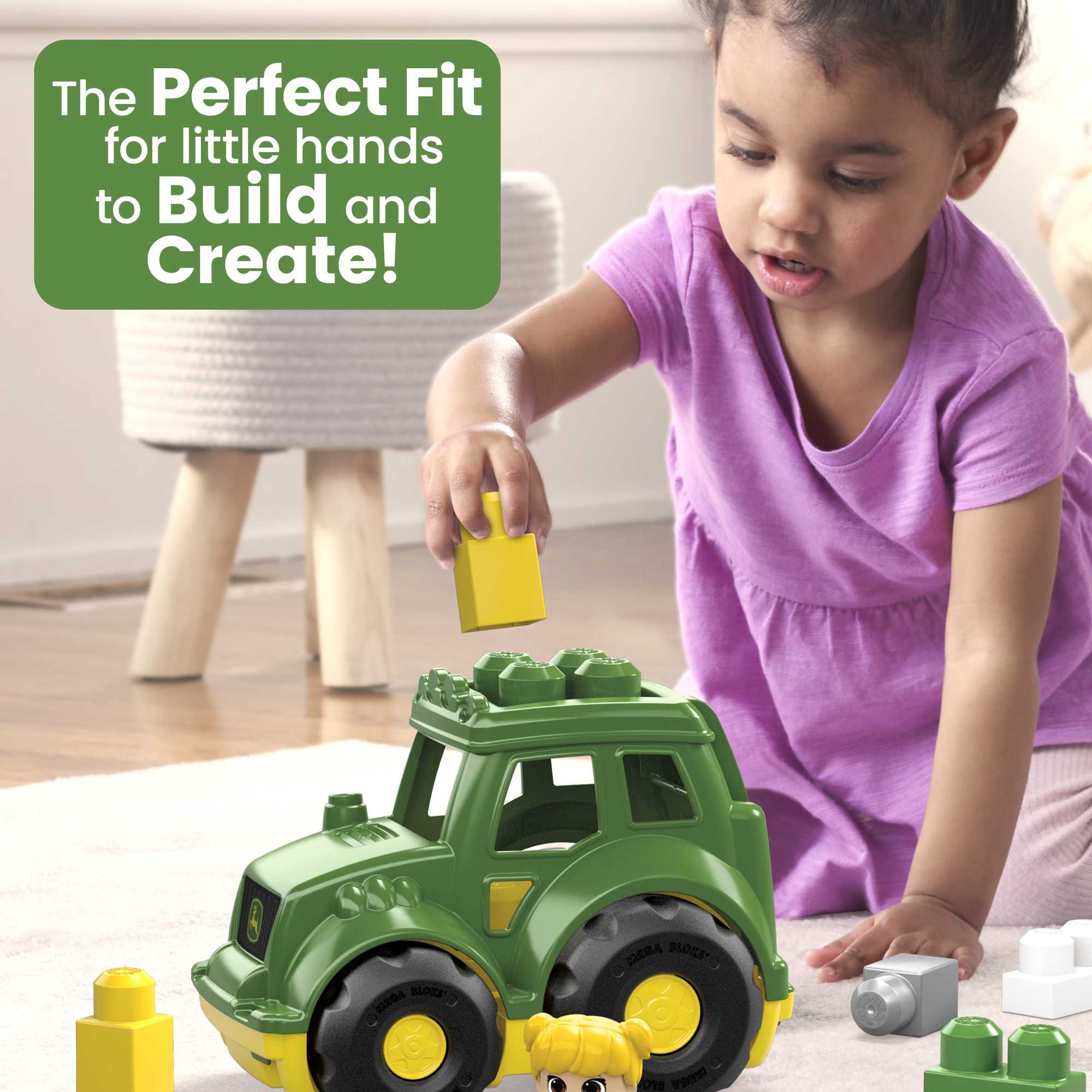 MEGA BLOKS John Deere Lil' Tractor Building Toy Blocks (6 Pieces) For Toddlers