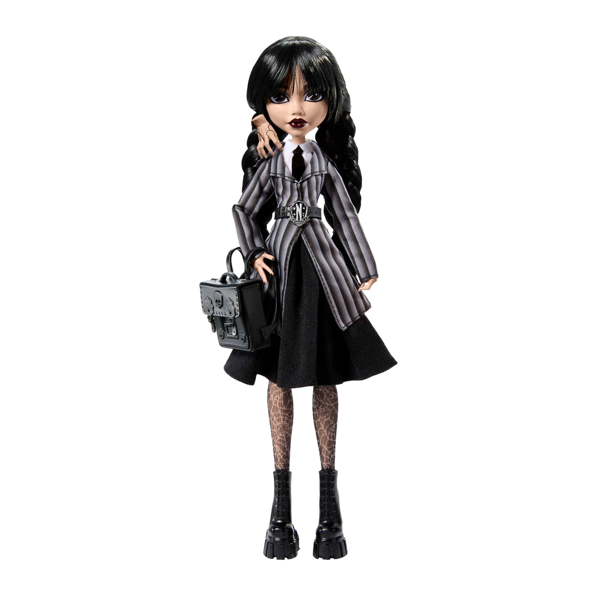 Monster High Wednesday Collectible Doll, Wednesday Addams in Nevermore Academy Uniform With Thing