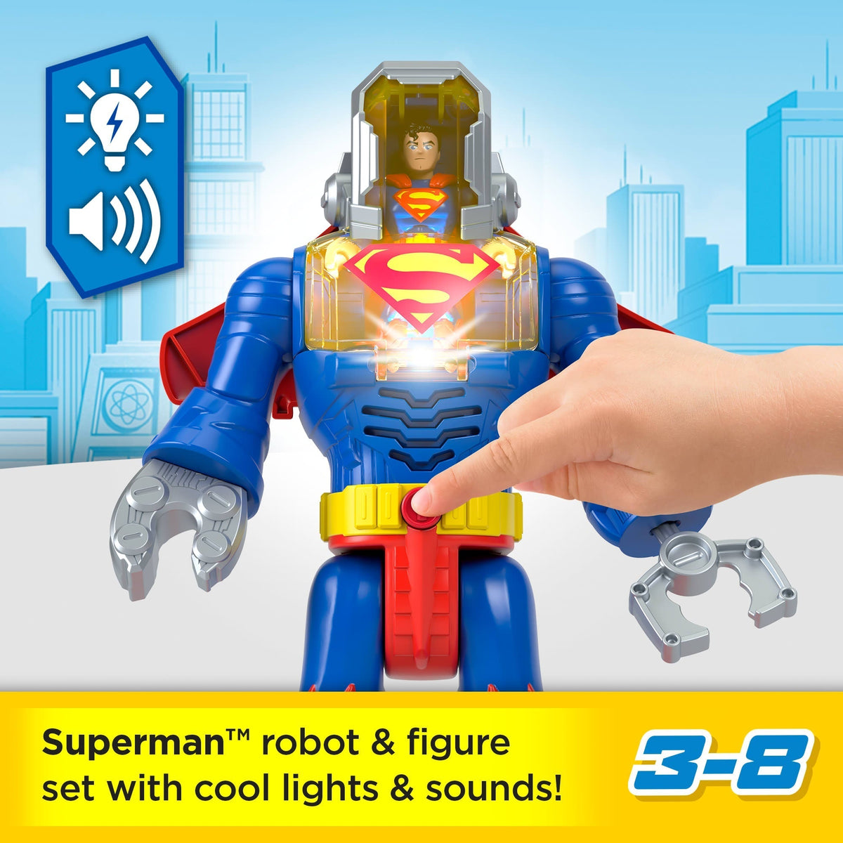 Imaginext DC Super Friends Superman Insider & Exo Suit Robot With Lights & Sounds, 6 Pieces