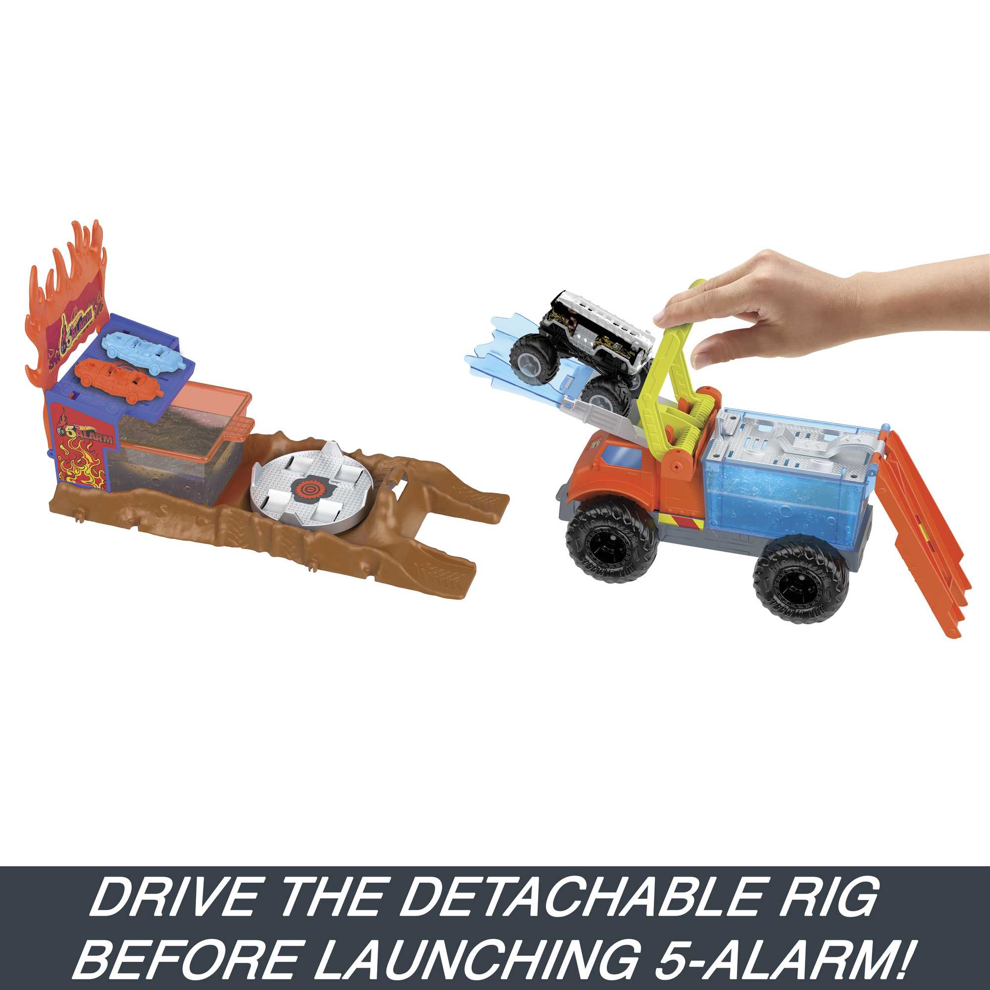 Hot Wheels Monster Trucks Arena Smashers Color Shifters 5-Alarm Rescue Playset