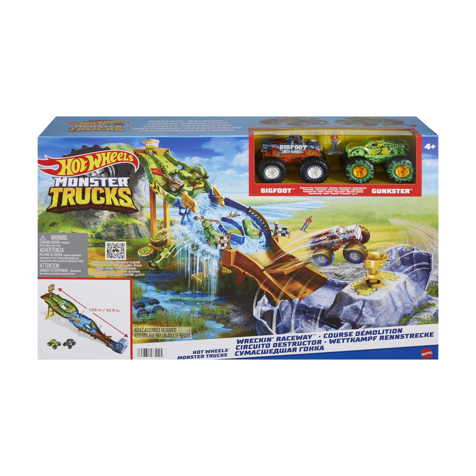 Hot Wheels Monster Trucks Playset With 2 1:64 Scale Toy Trucks