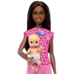 Barbie  Poupée Mode  Pédiatre, Brunette, Poupée Bébé, Meubles et Acc.