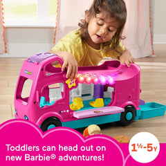 Fisher-Price Little People Barbie Little Dreamcamper Rv Playset With Music Lights & 2 Figures, Multilanguage Version