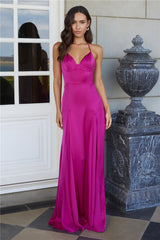 Monaco Mystique Halter Satin Maxi Dress Pink
