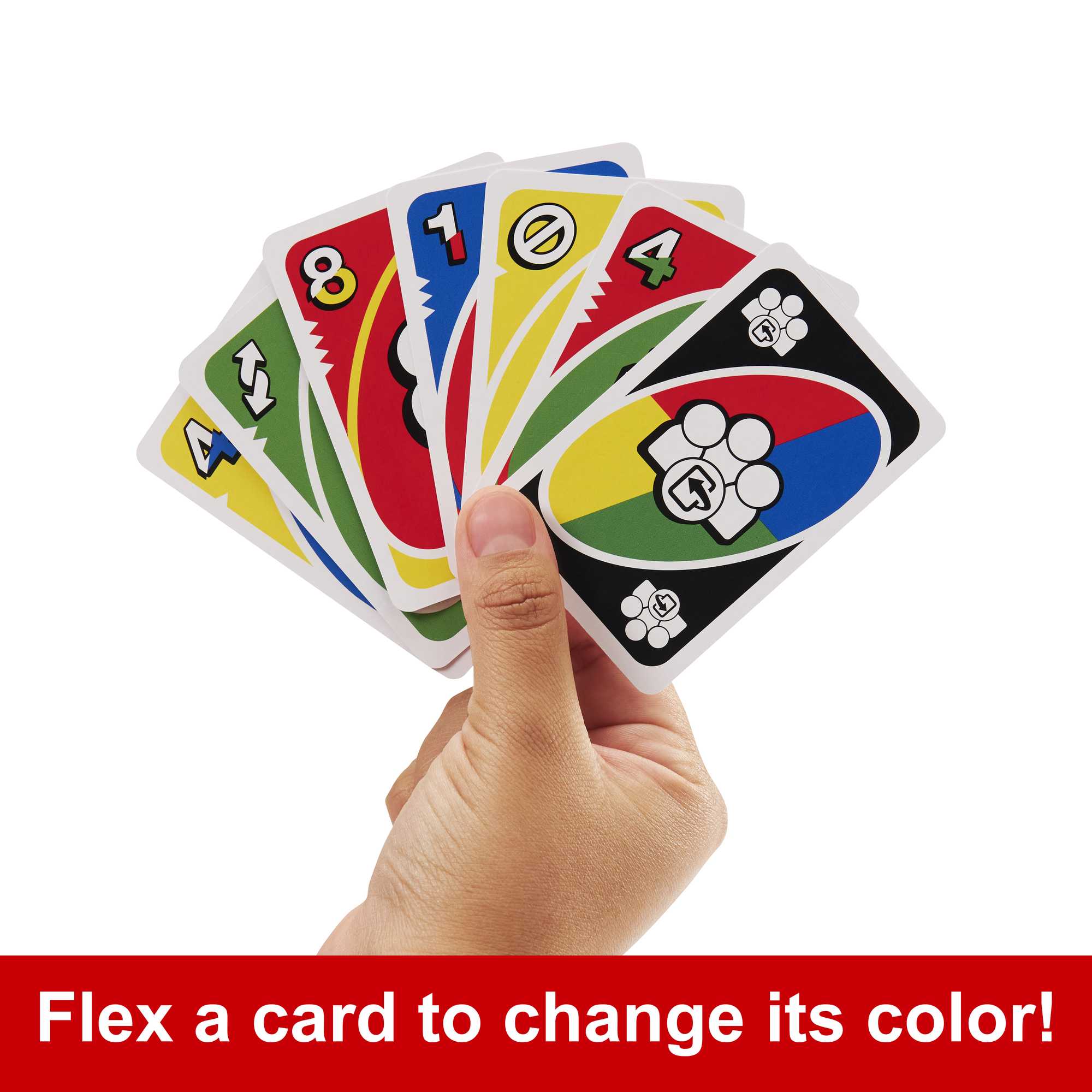 UNO Flex Card Game For Family Night Where Cards Change Color When Flexed in Collectible Tin Box